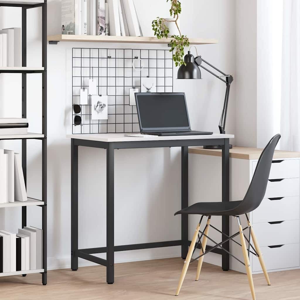 vidaXL stół Biały 80 x 50 x 77 cm Drewno inżynieryjne i stal