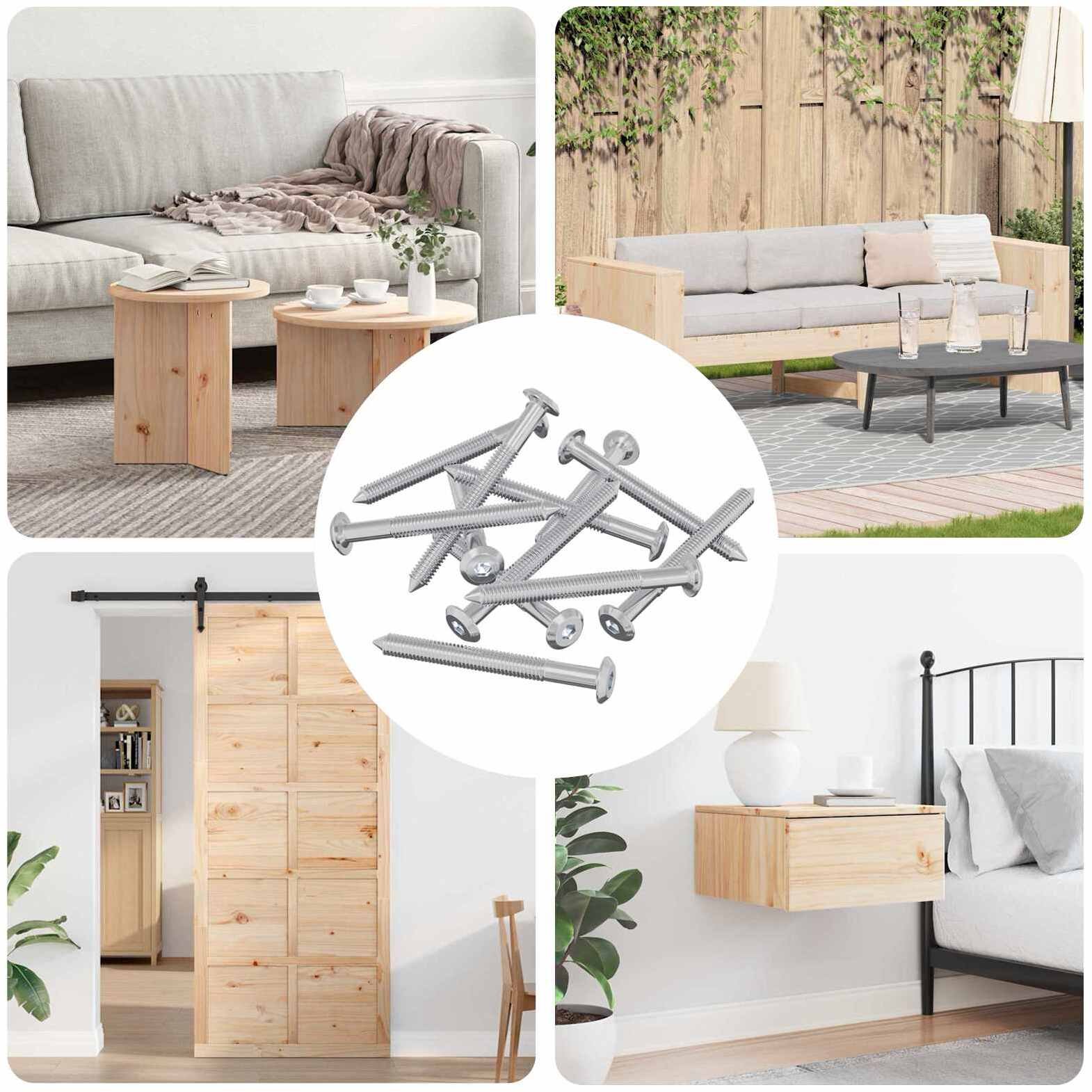 vidaXL Śruby meblowe 1600 pcs srebrny Stal