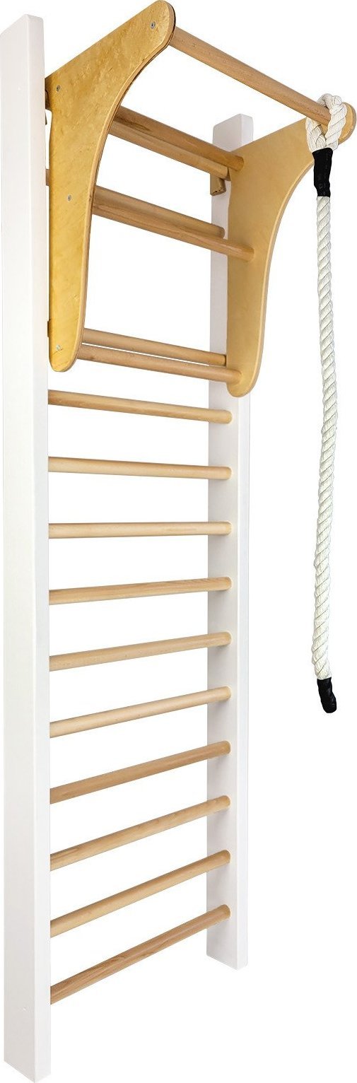 UnderFit Drabinka gimnastyczna Leon 195 x 80 cm biała + drążek + lina