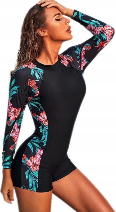 Pan i Pani Gadżet Strój kąpielowy jednoczęściowy długi rękaw kwiat