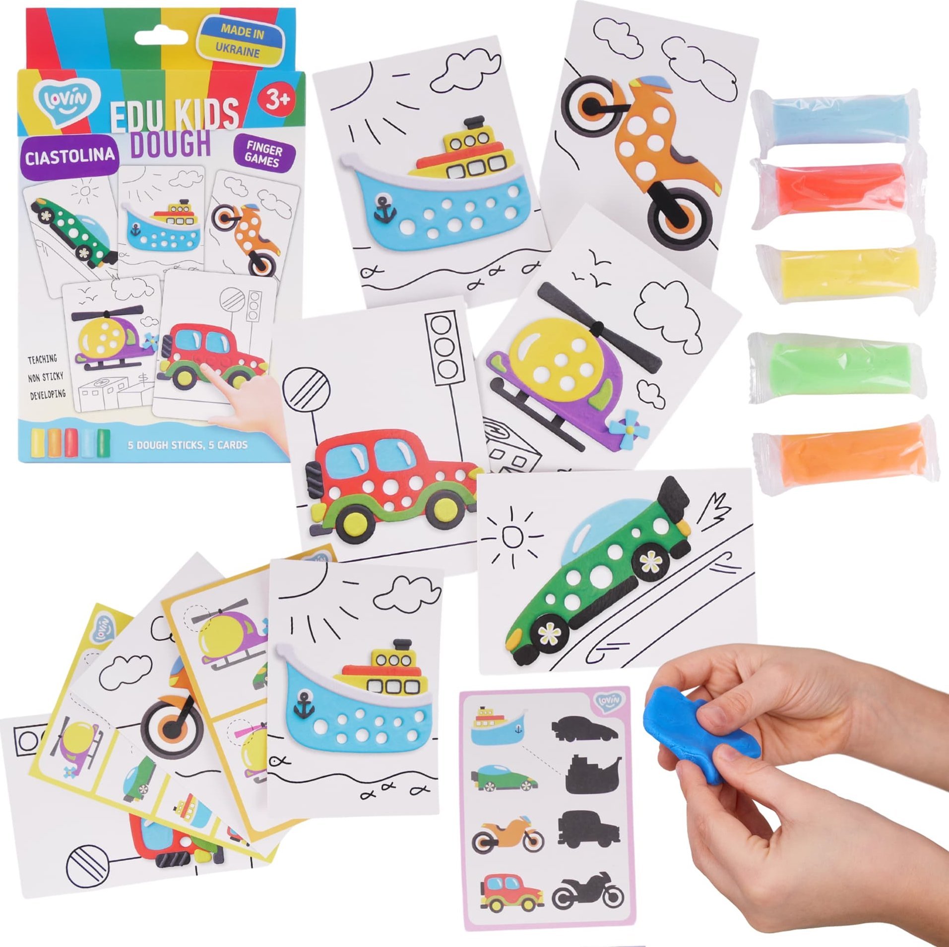 ProNice Zestaw Kreatywny Ciastolina Plastelina Transport Pojazdy Z Obrazkami
