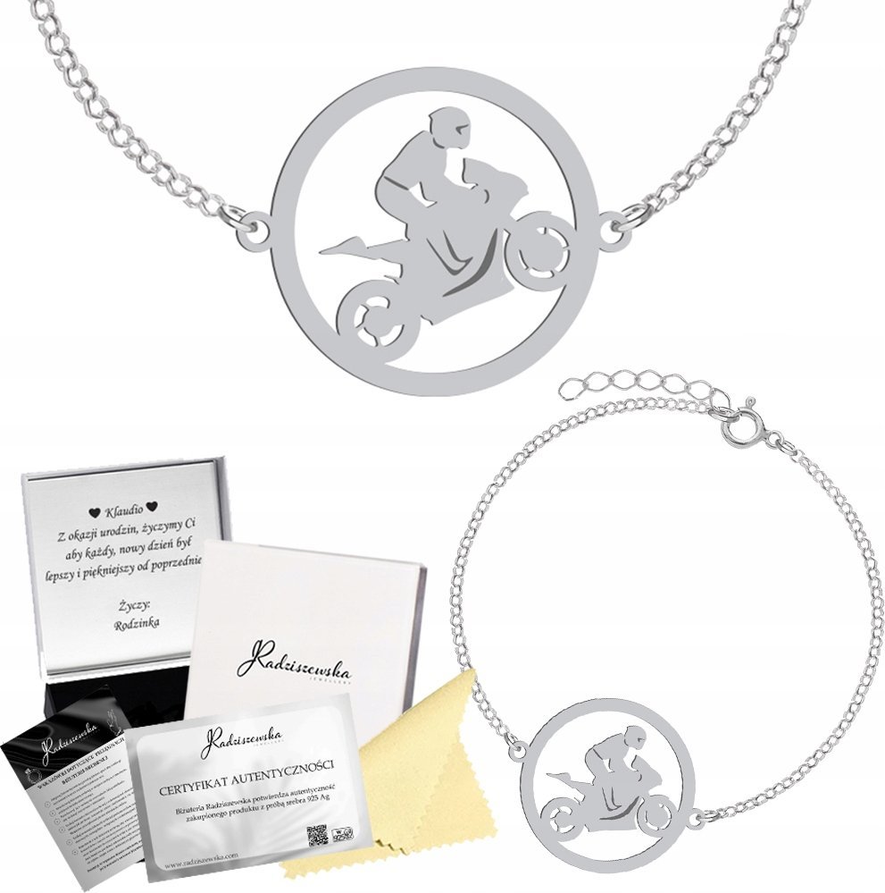 Radziszewska Jewellery Bransoletka Srebrna Ścigacz Srebro 925 Ankier Grawer Gratis Prezent