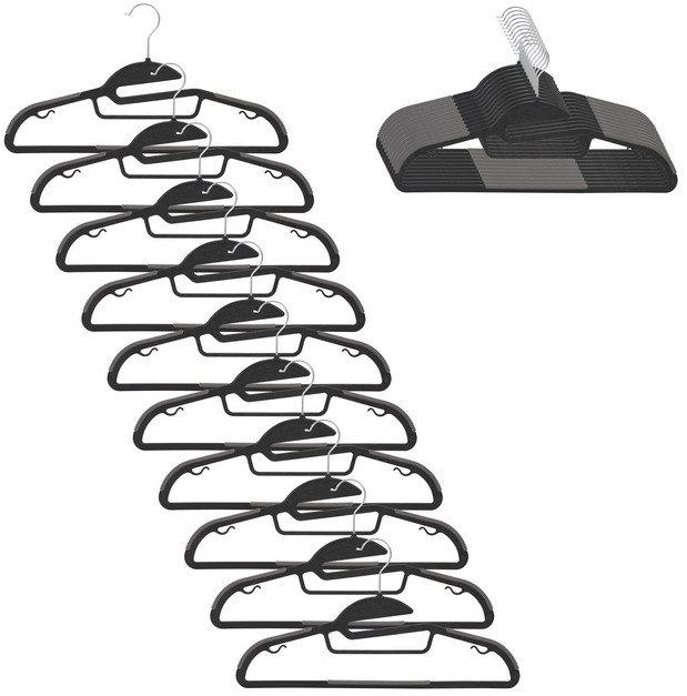Wieszaki na ubrania 20 szt. antypoślizgowe plastikowe odzieżowe do szafy czarne UNIWERSALNY