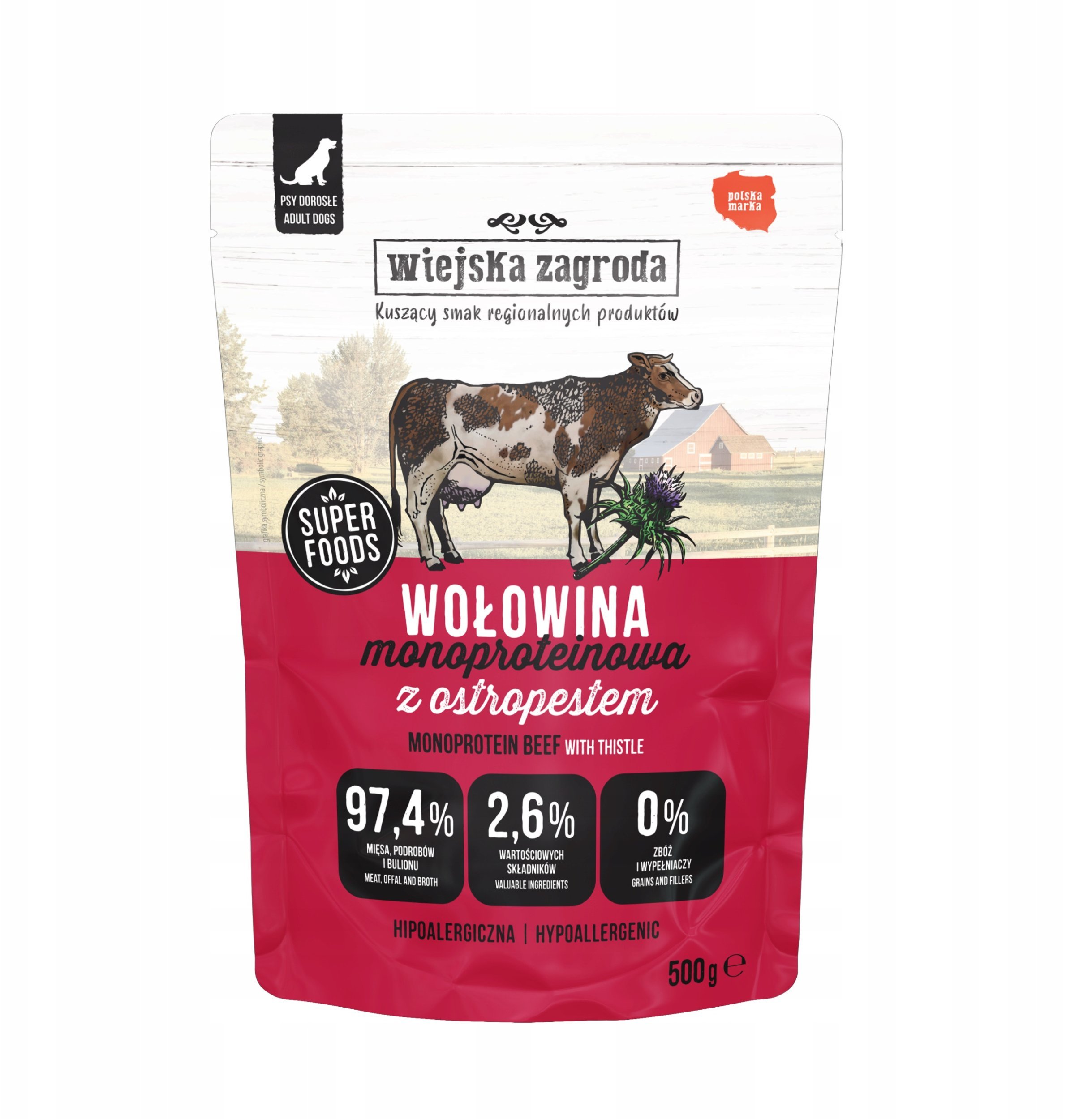 Wiejska Zagroda Monoproteinowa z wołowiną 500g