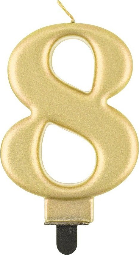 GoDan Świeczka cyferka 8 Beauty&Charm metalik złota 8cm