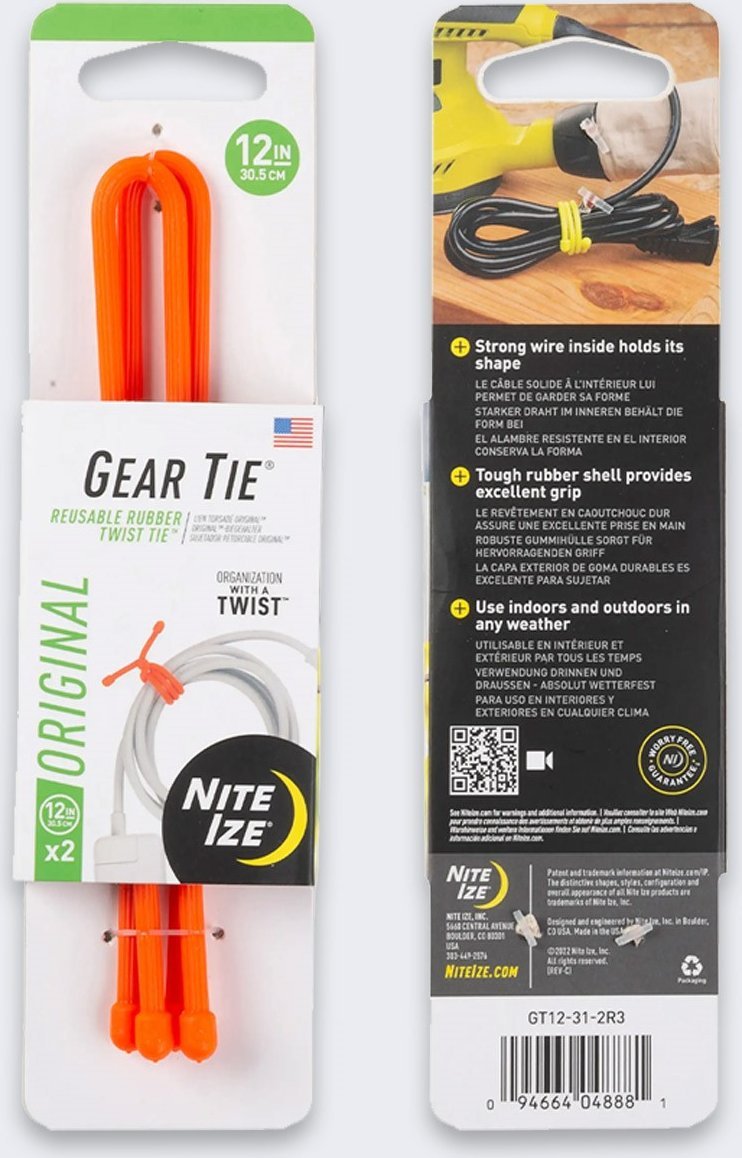 NiteIze Opaska Nite Ize Gear Tie Original 12 2Pack Orange