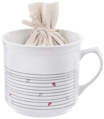 Kubek ceramiczny z woreczkiem na herbatę biały SERCE duży 650 ml ORION 128852
