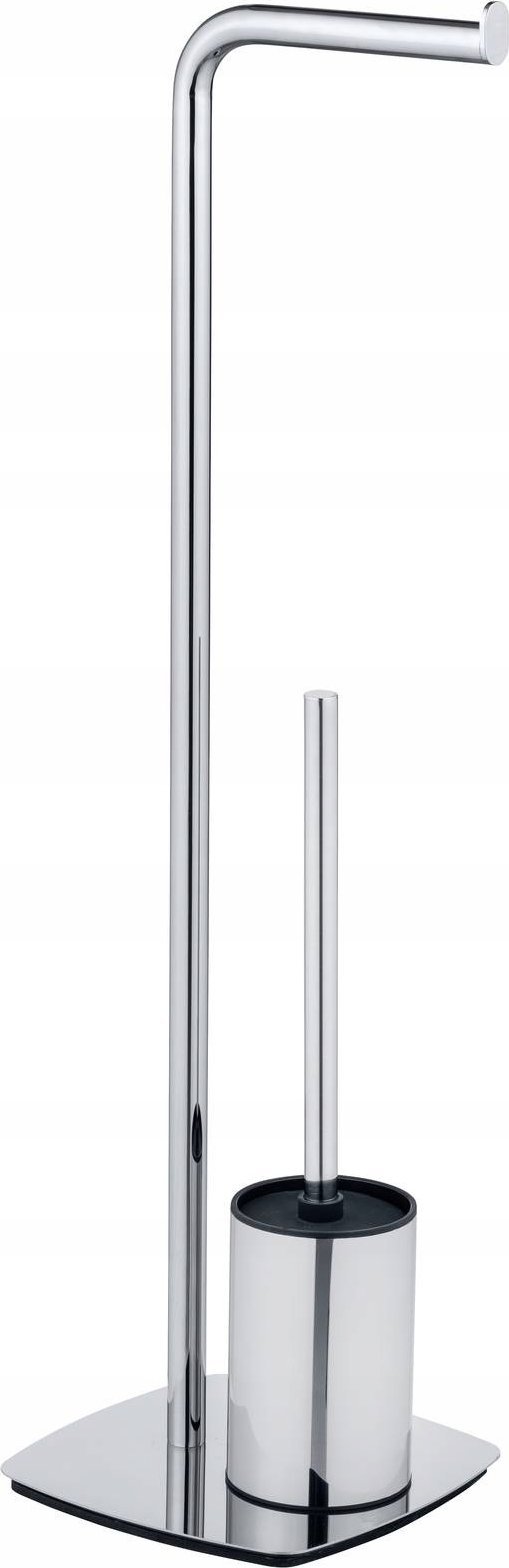 Wenko Szczotka do WC z uchwytem na papier toaletowy, chromowana, IRIA, WENKO