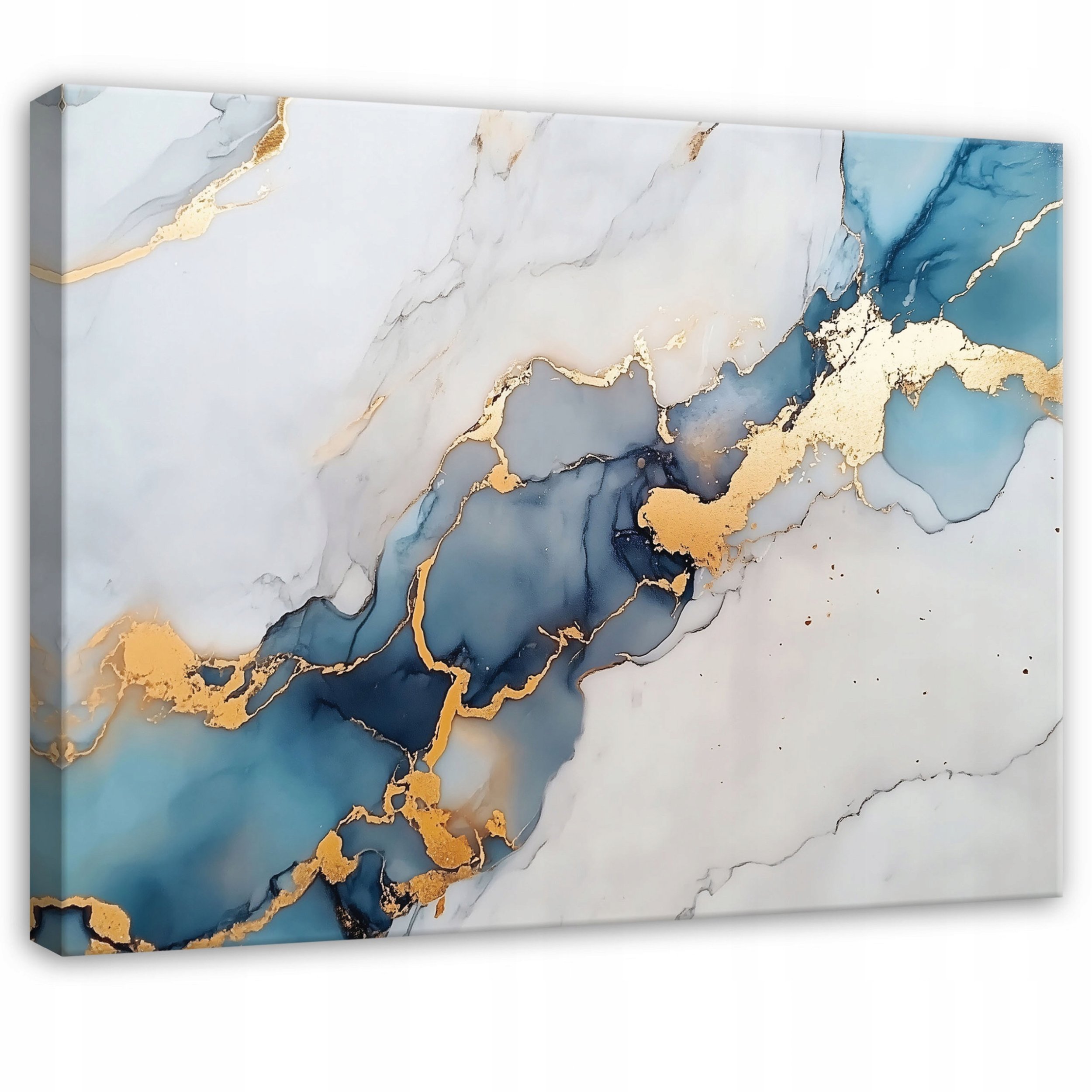 OBRAZ ABSTRAKCJA MARMUR NIEBIESKI ZŁOTO SYPIALNIA SALON NA PŁÓTNIE 100x70