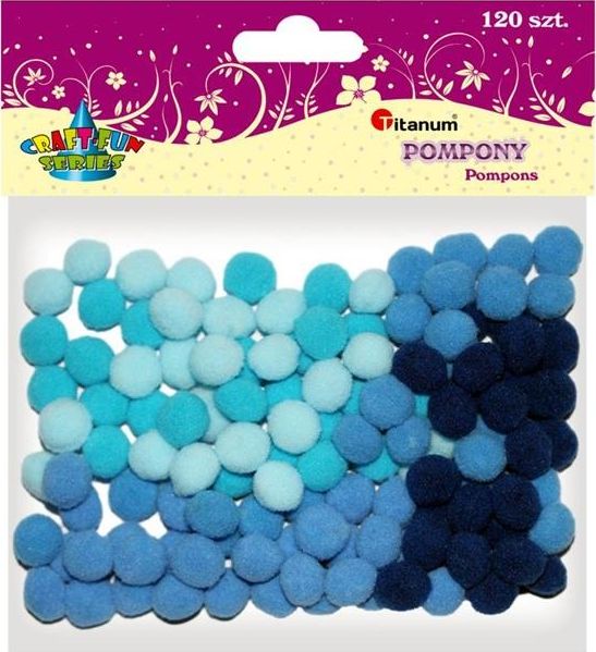 Titanum Poliestrowe pompony 10mm 120szt niebiesk CRAFT-FUN