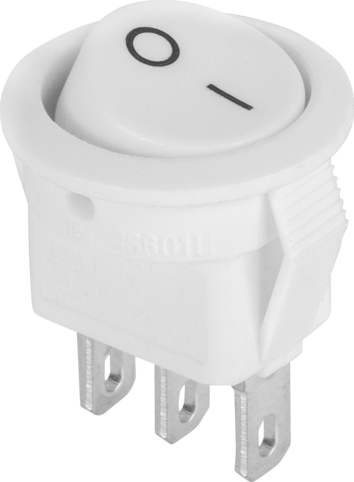 Złącze przełącznik kołyskowy okrągły 3 PIN 3A/250V biały