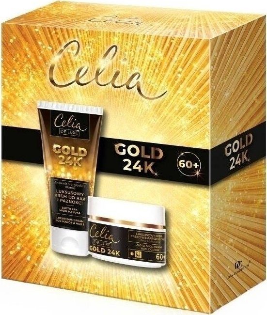 Celia Celia De Luxe Gold 24K krem przeciwzmarszczkowy 60+ 50ml + krem do rąk i paznokci 80ml