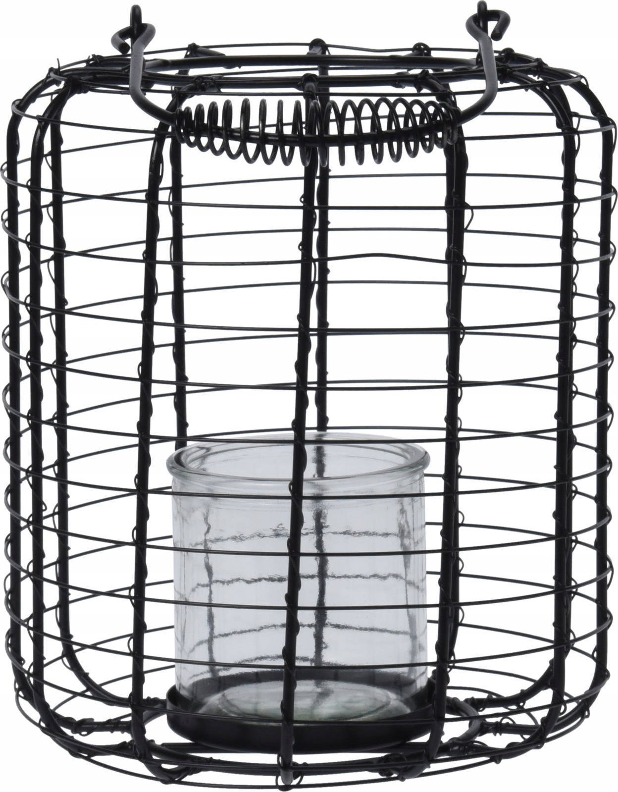 Home Styling Collection Lampion metalowy ze szklanym świecznikiem, Ø 18,5 cm, czarny