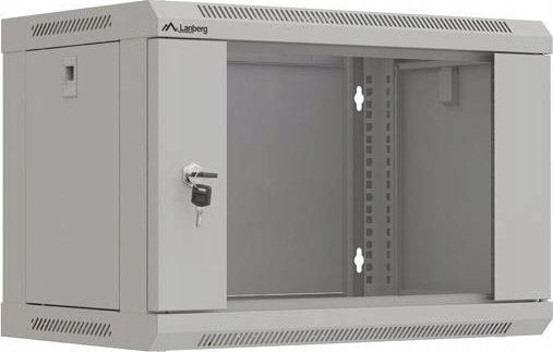 Szafa instalacyjna rack wisząca 19" 6U 540x350 szara drzwi przeszklone Lanberg (Flat Pack)