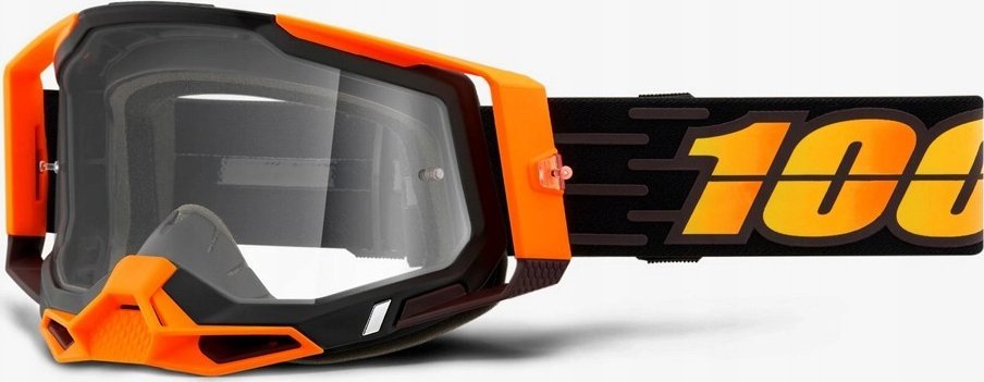 100% Gogle 100% RACECRAFT 2 COSTUME 2 (Szyba Przezroczysta Anti-Fog, LT 88%-92% + 10 Zrywek) (NEW)