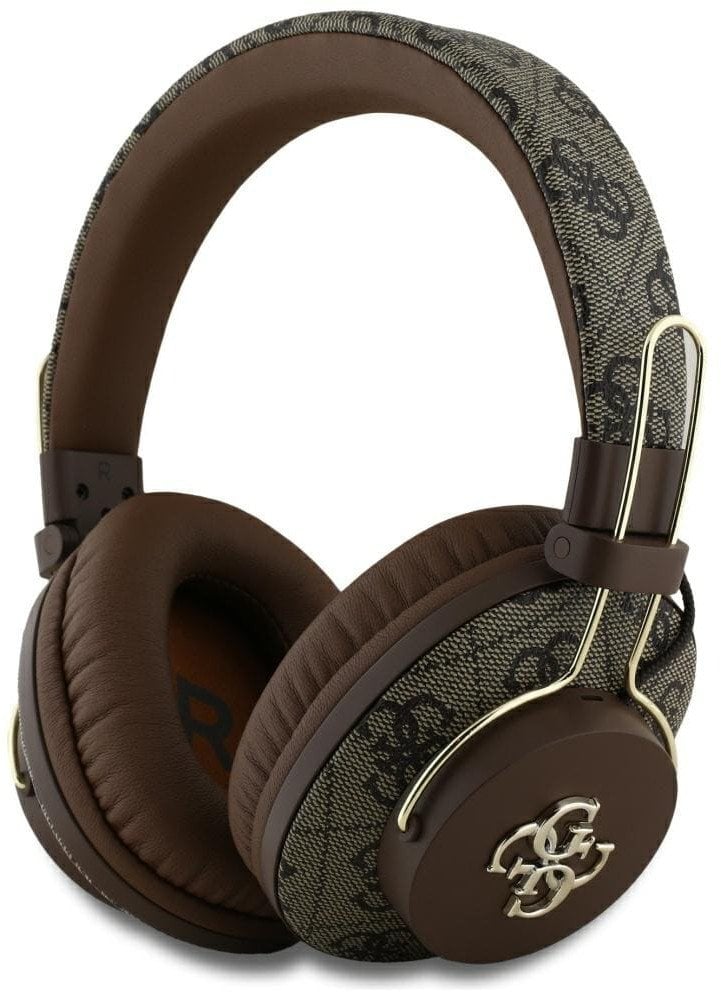 Słuchawki nauszne Guess Bluetooth ENC Metal 4G Logo brązowy