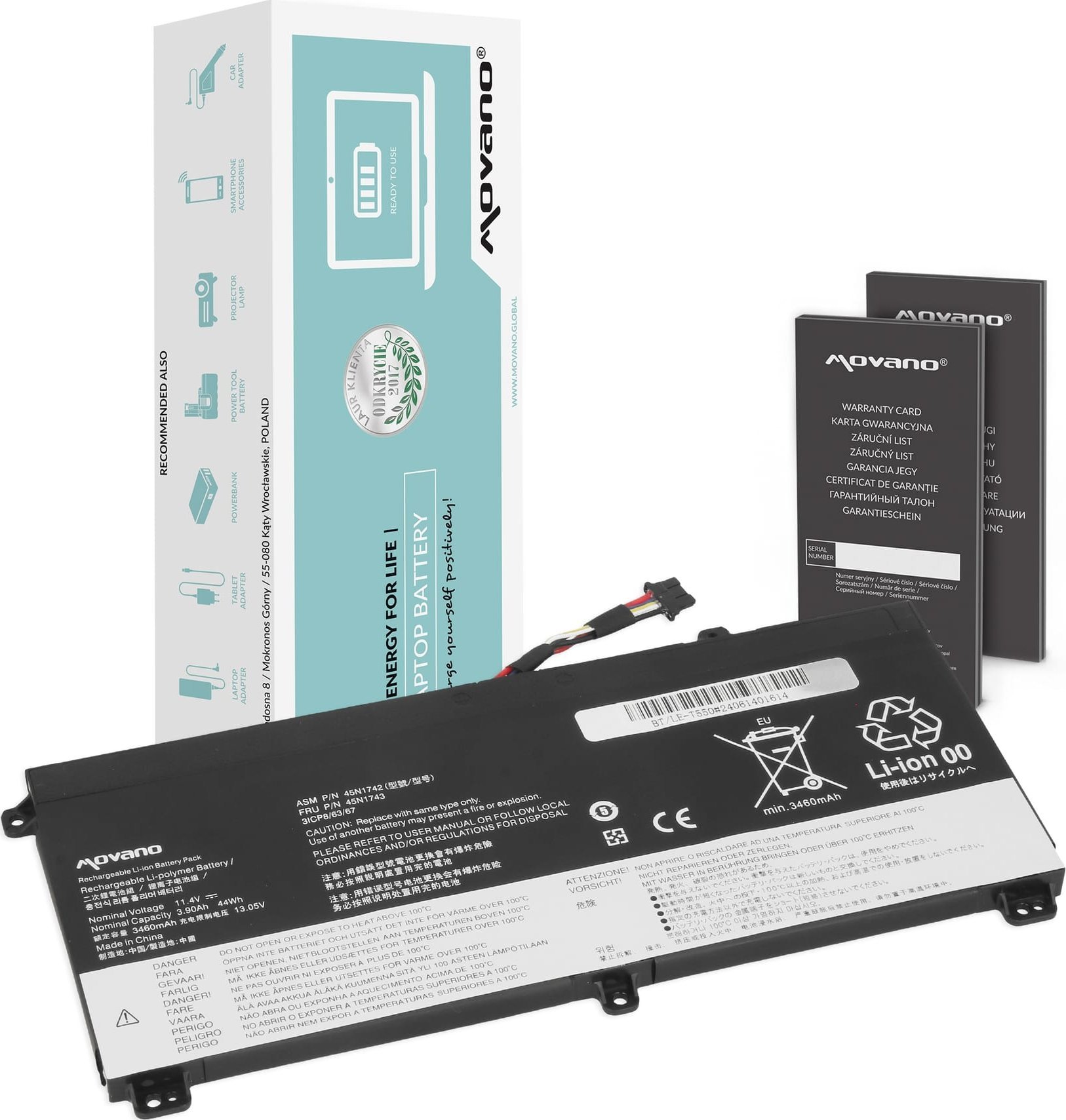 Bateria Mitsu Bateria Movano do Lenovo ThinkPad T550, T560, W550, W550s