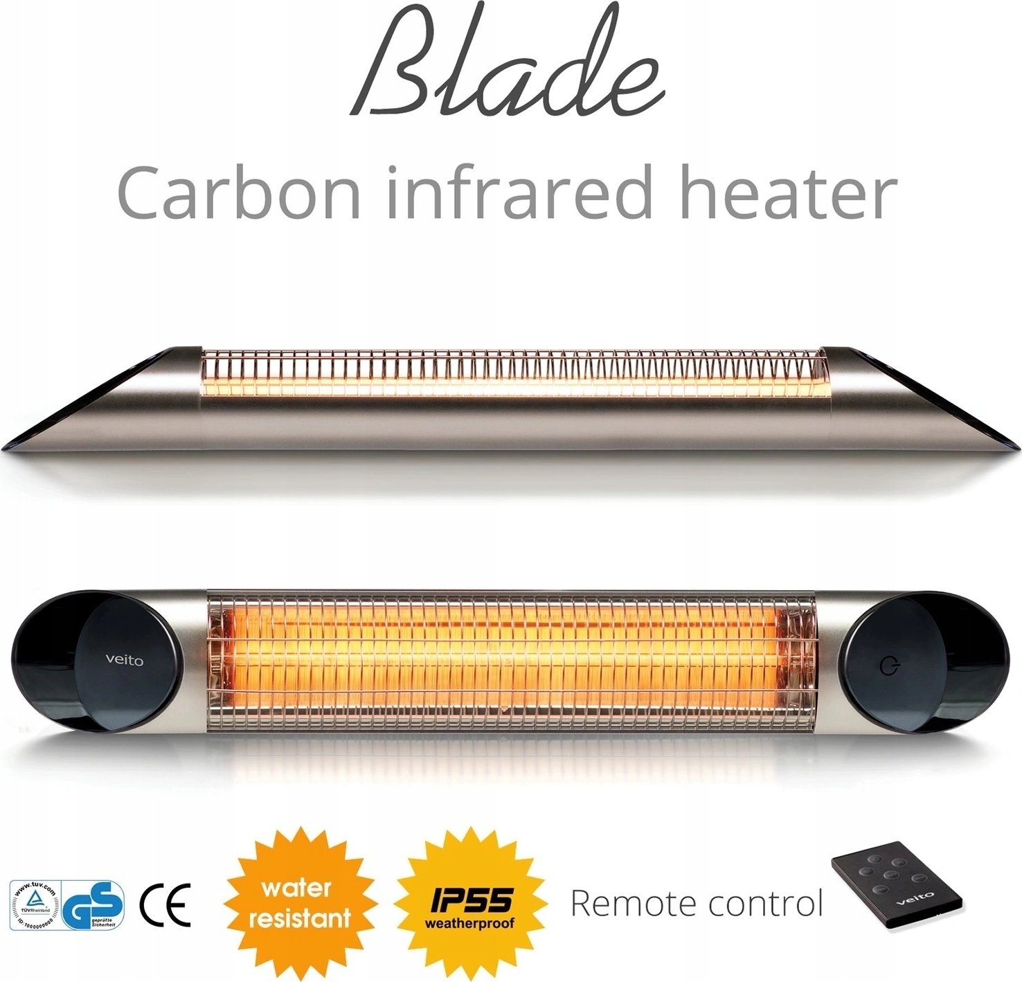 Grzejnik Veito Grzejniki na podczerwień z włókna węglowego BLADE S Blade S (srebrny, z pilotem)