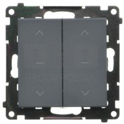 TZP2.01/116 Simon 55 Przycisk roletowy podwójny trójpozycyjny 1-0-2 (moduł) 10 A, 250 V~, szybkozłącza Grafitowy mat TZP2.01/116