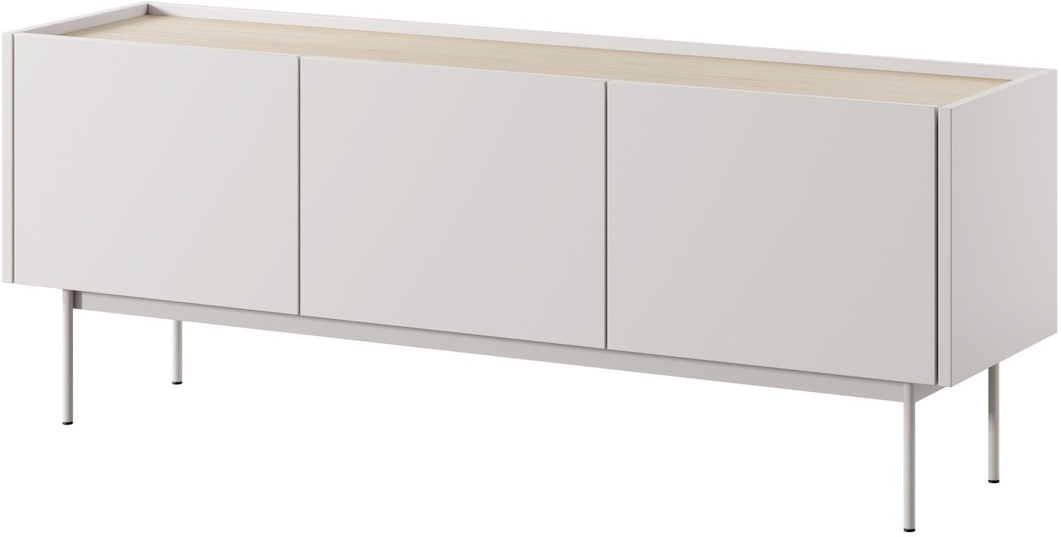 Szafka RTV 144cm Lumo w kolorze cashmere i metalowymi nóżkami