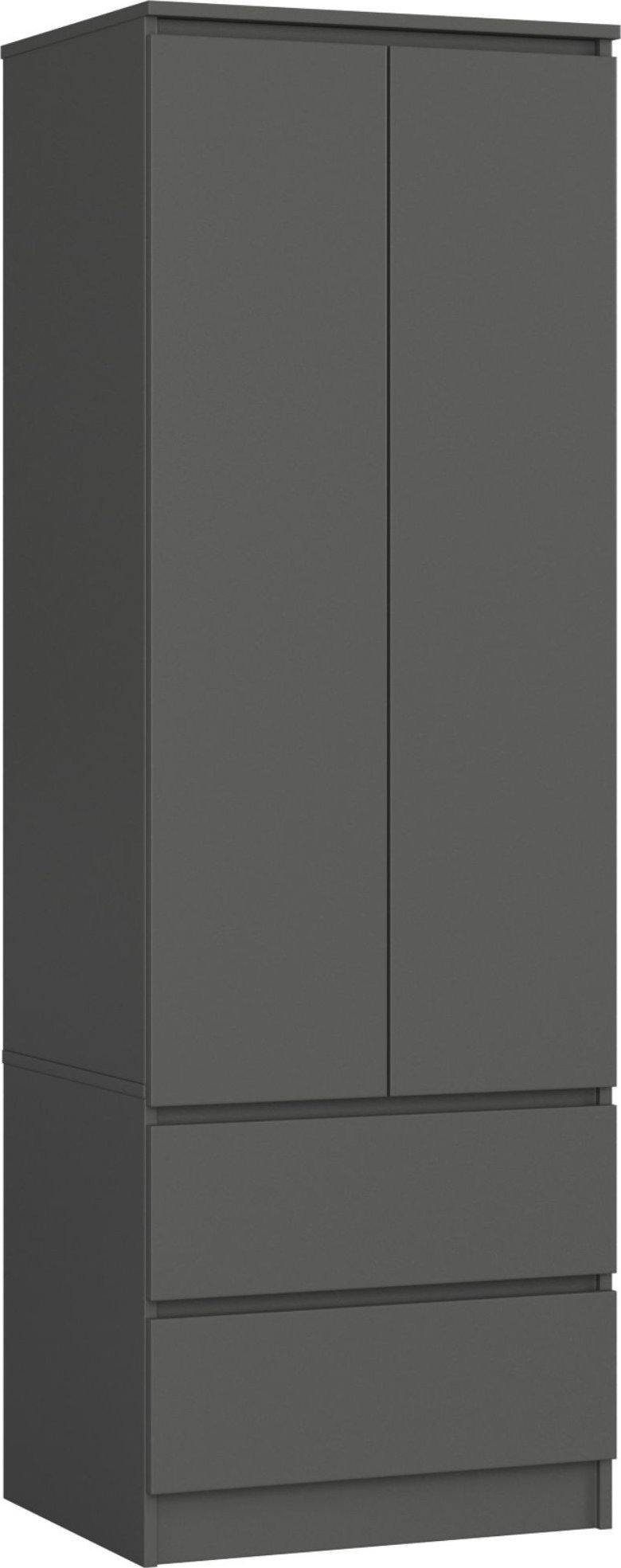 Fabryka Mebli Akord Szafa do sypialni STAR S 60 cm 2 drzwi 2 szuflady - grafit szary