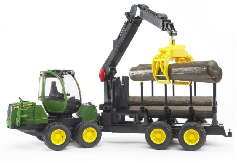 Bruder Ładowacz John Deere 1210E z chwytakiem i 4 pniami drzewa (02133)