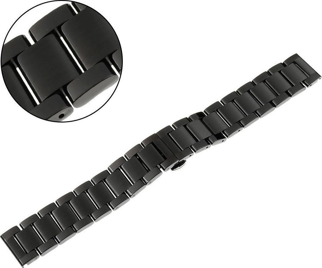 Pacific Czarna stalowa bransoleta do zegarka 22 mm PACIFIC