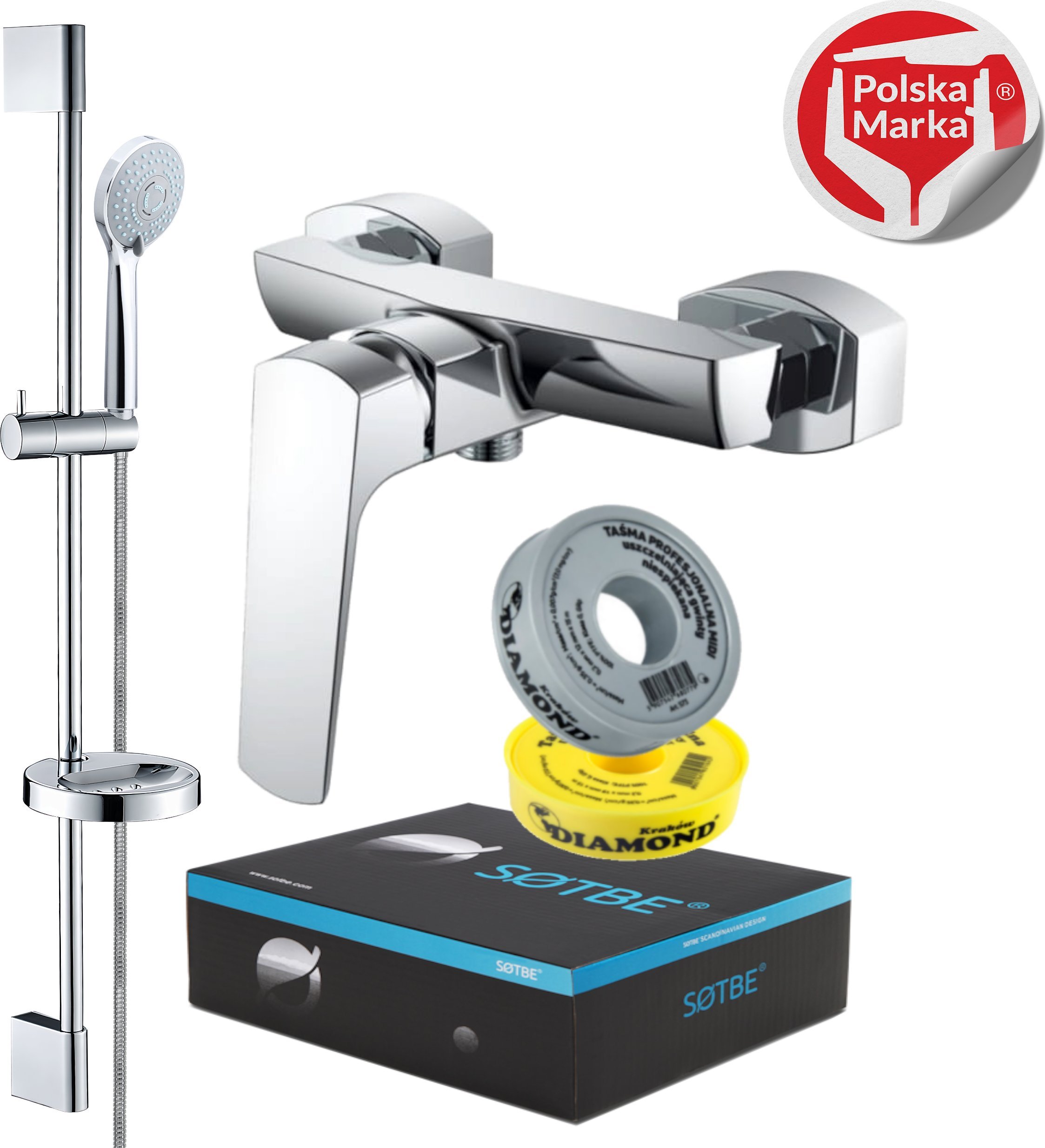 Bateria prysznicowa Sotbe SOTBE TOGA bateria prysznicowa + DRĄŻEK prysznicowy 80cm
