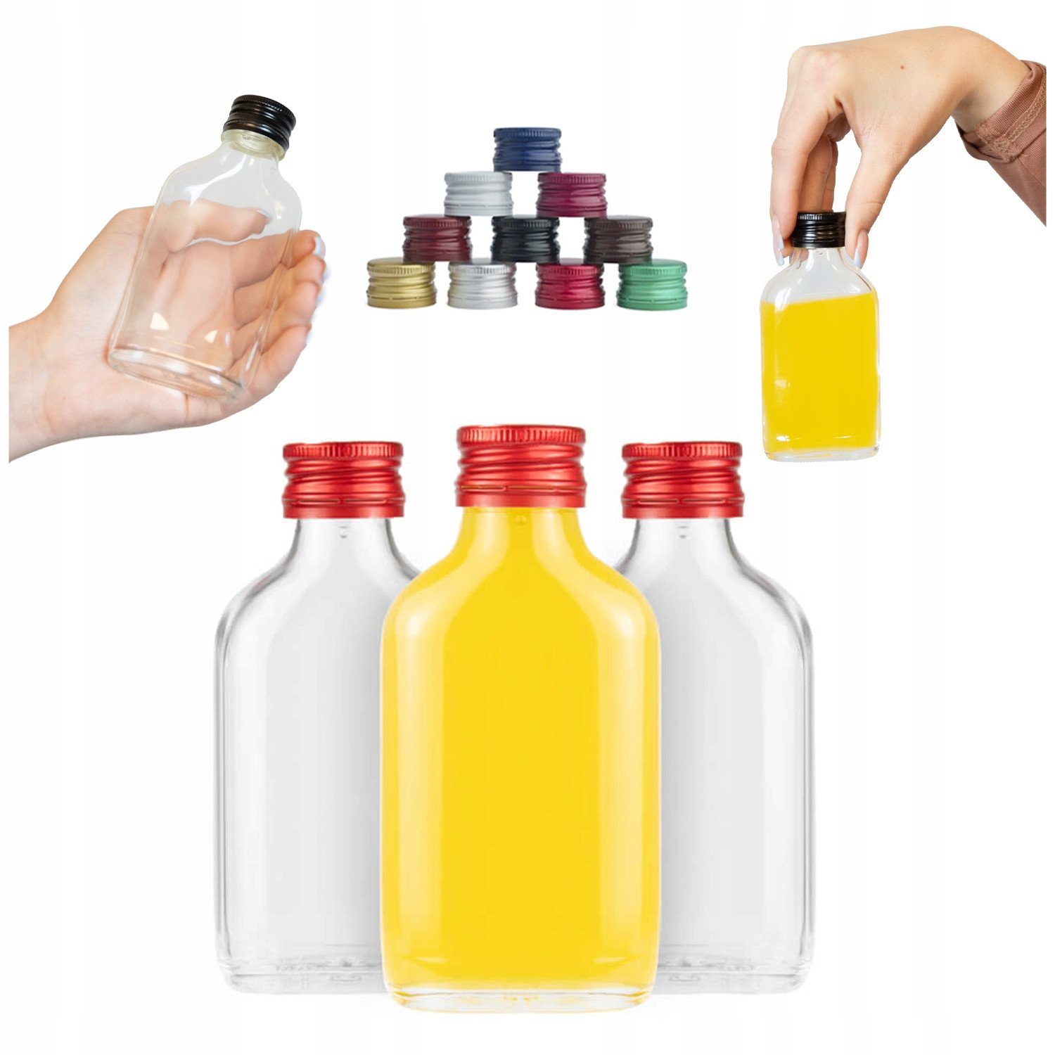 100x BUTELKA PIERSIÓWKA 100ML + ZAKRĘTKA NA PREZENT WESELE WÓDKĘ BIMBER