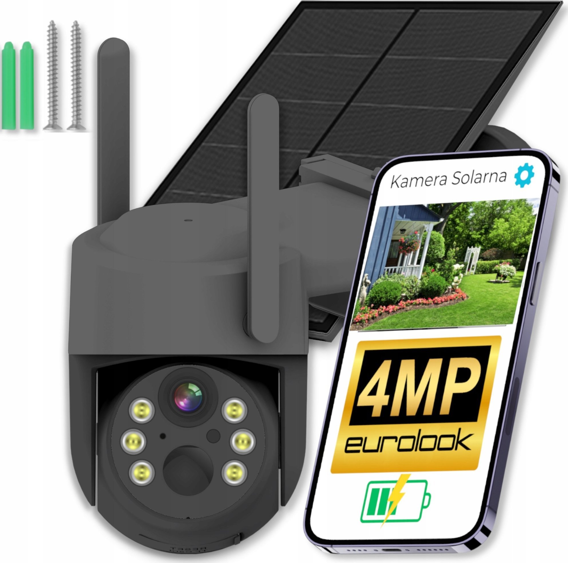 Bezprzewodowa Zewnętrzna Solarna Kamera Obrotowa 4MPX Akumulator ICSee [K-11G Solar]