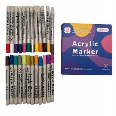 Markery akrylowe do tkanin kamieni pisaki flamastry mazaki wodoodporne DIY 24 szt.