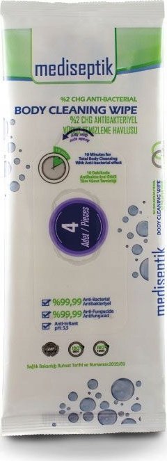 Prostokątna myjka z 2% diglukonianem chlorheksydyny - 4 sztuk - do antyseptycznego mycia