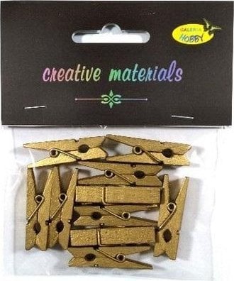 Klamerki drewniane złote 35mm 10szt