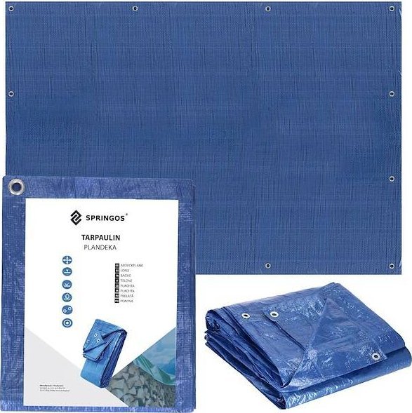 Plandeka Springos Plandeka 10x8m okrycie 60 g/m2 gruba płachta ochronna niebieska UNIWERSALNY