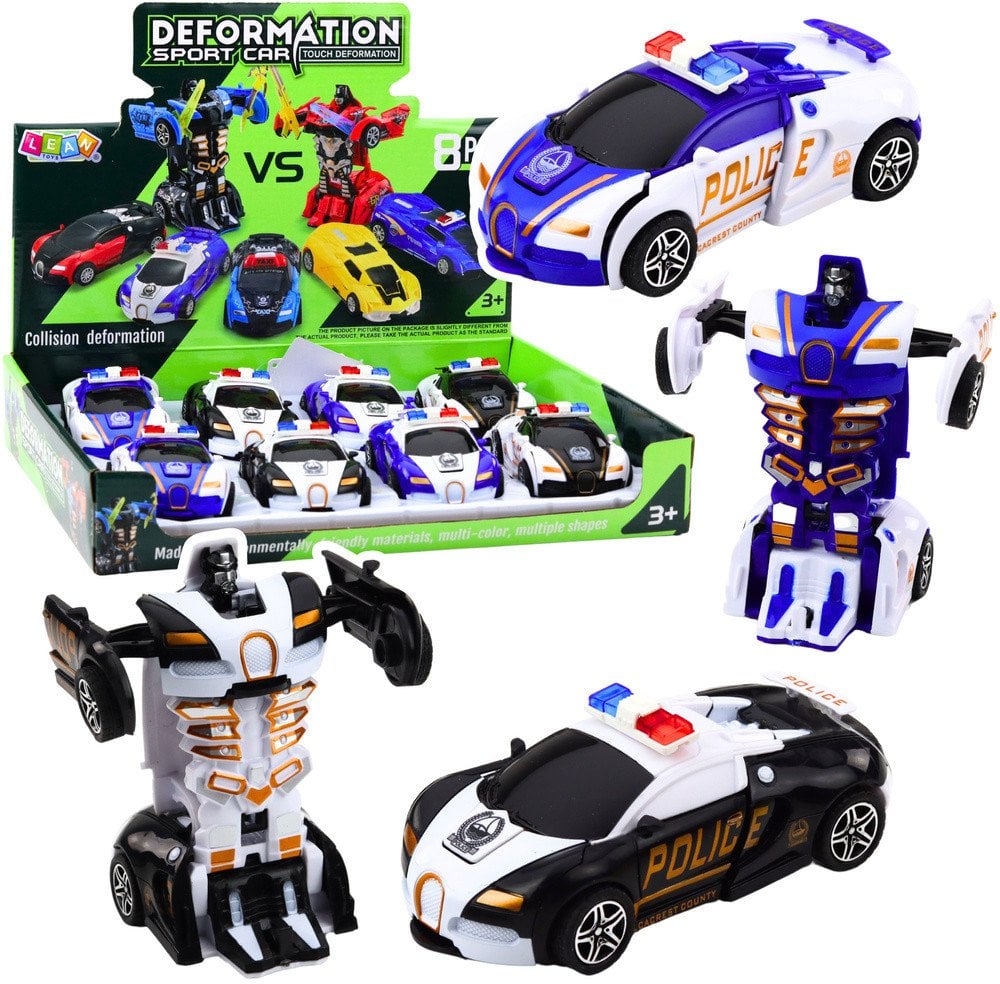 Auto Robot 2w1 Samochód Sportowy Policyjny Napęd Mix