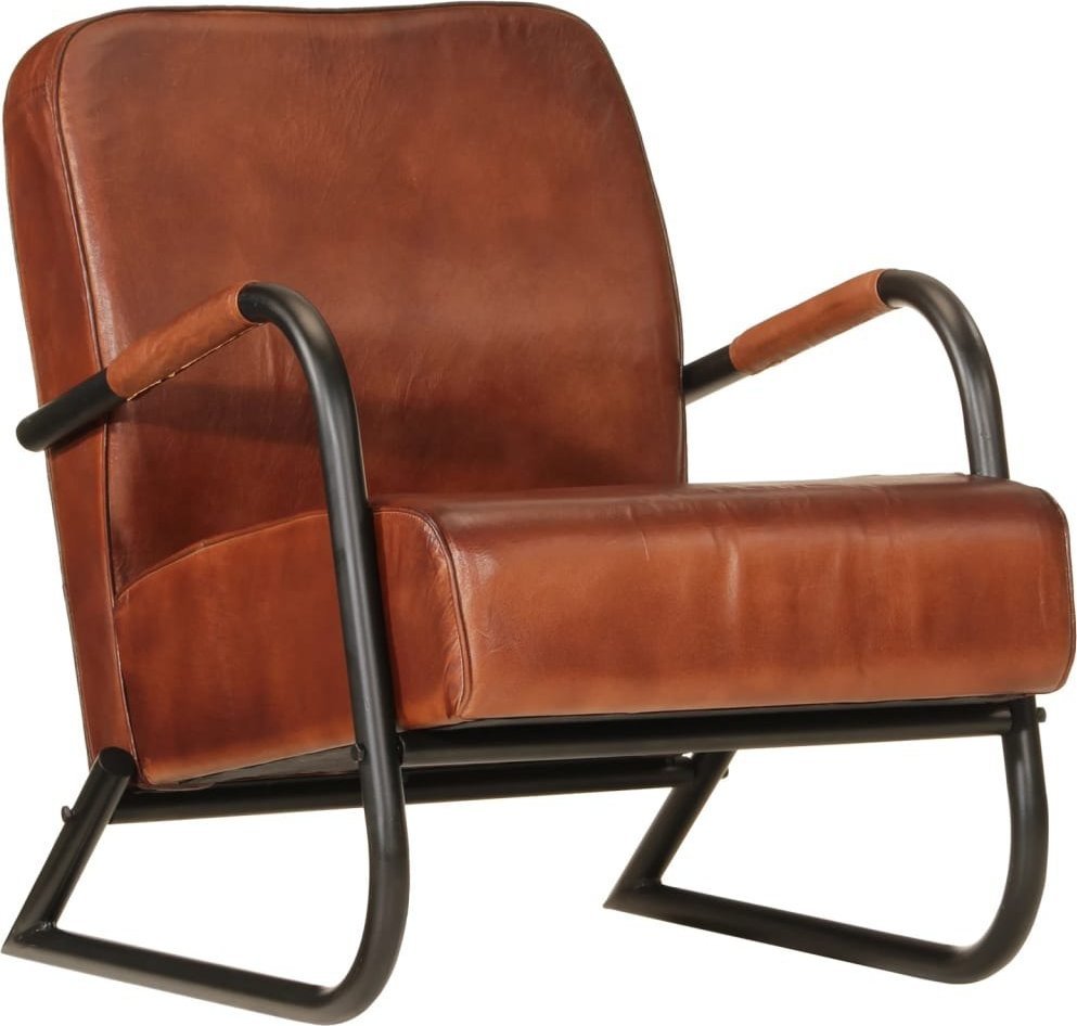 vidaXL Fotel wypoczynkowy, brązowy, skóra naturalna