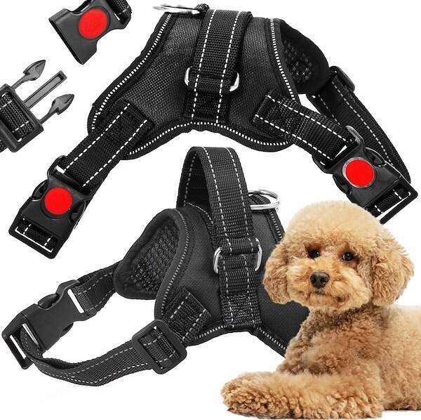 Springos Szelki dla psa, regulowane rozm. M 19-35 kg uprząż bezuciskowa, czarna UNIWERSALNY