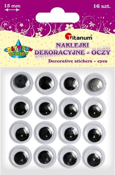 Titanum Oczy ruchome 15mm samoprzylepne 16szt, CRAFT-FUN