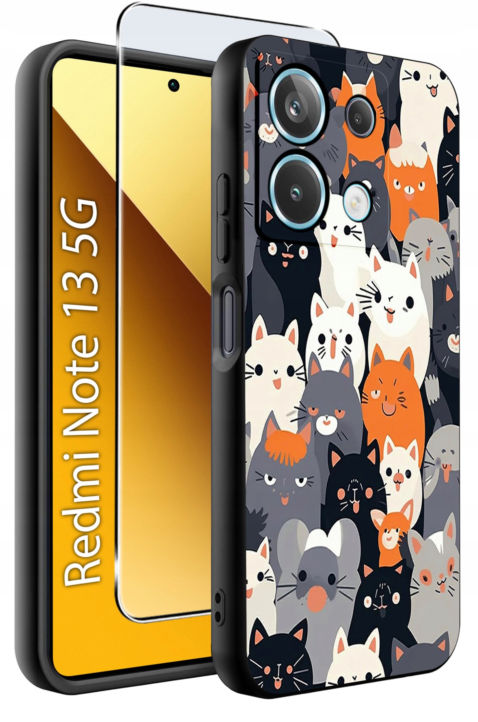 ETUI do Xiaomi Redmi Note 13 5G WZORY |SILIKONOWE MATT CASE +SZKŁO 9H