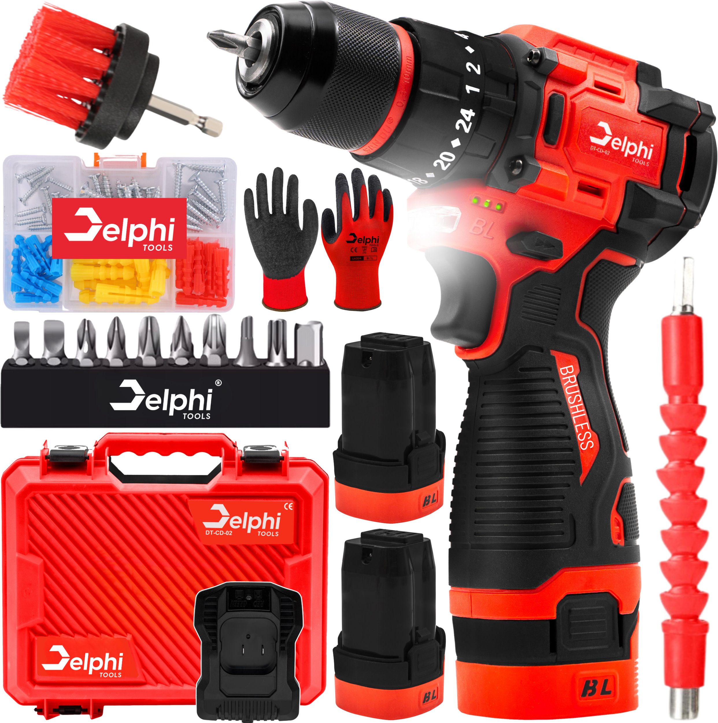 WIERTARKO WKRĘTARKA AKUMULATOROWA BEZSZCZOTKOWA UDAROWA MOCNA 2xAKU