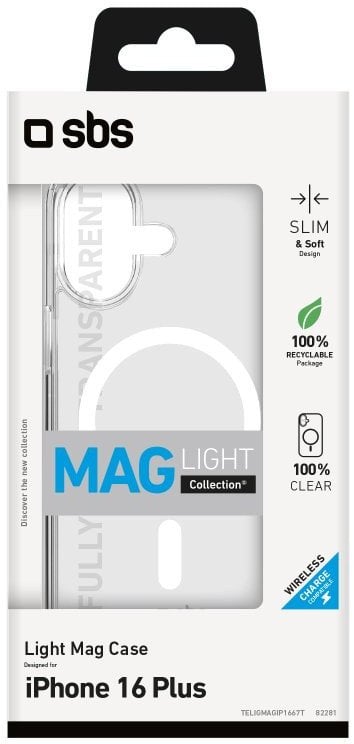 SBS Rigid transparent case compatible with MagSafe charging for iPhone 16 Plus standard
