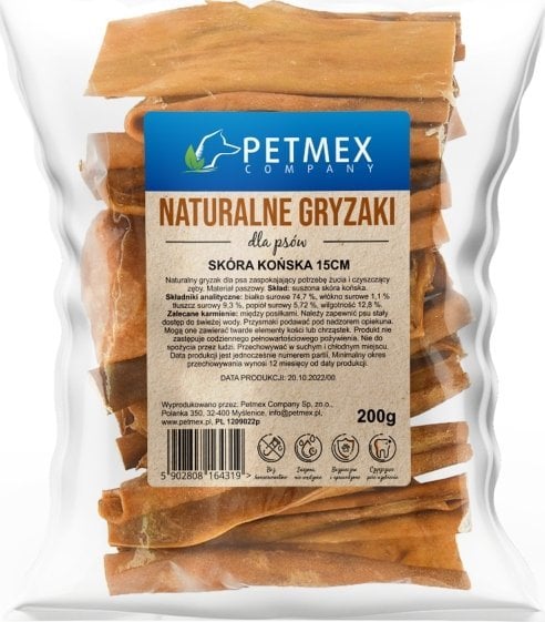 Petmex PETMEX Skóra końska gryzak naturalny 15cm 200g