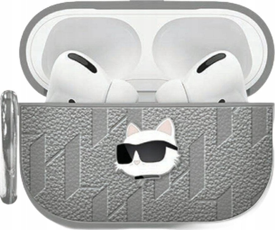 Etui Karl Lagerfeld Monogram Choupette Head do Apple AirPods 4 srebrny