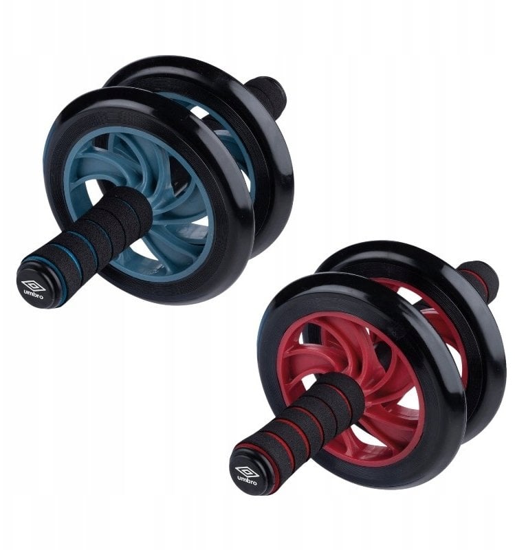 Umbro Dwukołowy wałek do treningu mięśni brzucha z matą (Czerwony)