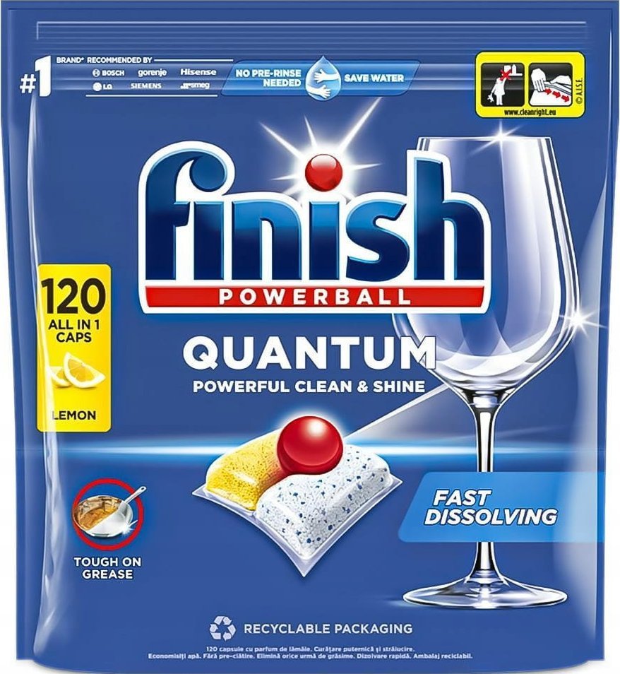Finish Tabletki do zmywarki Powerball Quantum All in 1 Lemon 120 szt.