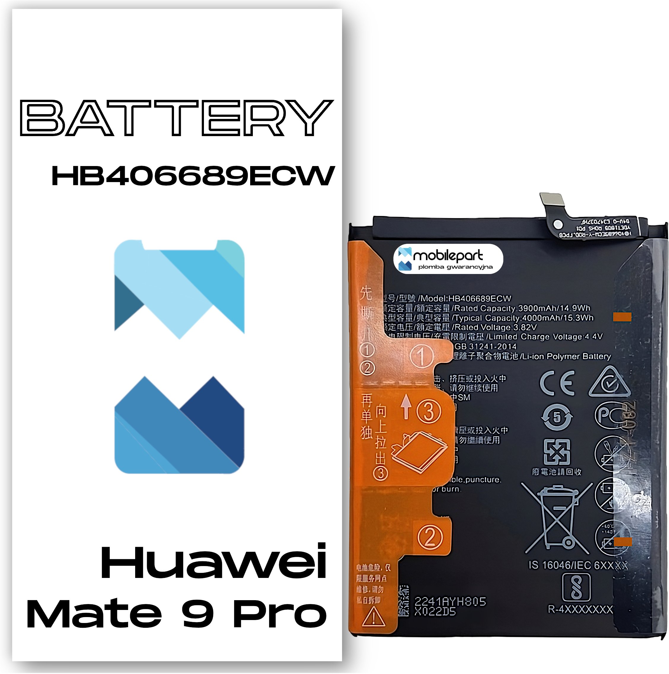 Bateria do Huawei Mate 9 Pro Świeżej Produkcji Nowy Akumulator HB406689ECW