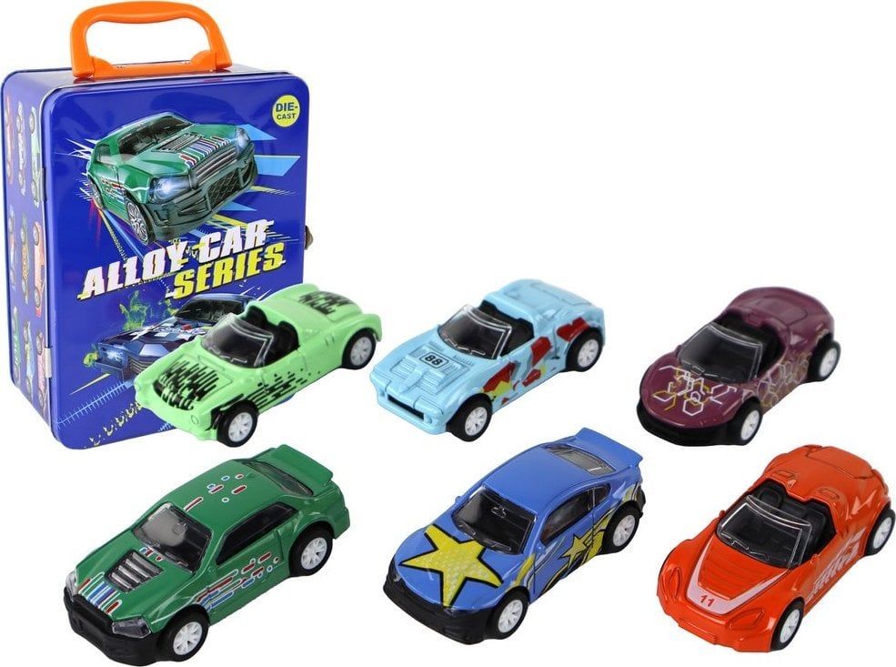 LeanToys Zestaw Pojazdów Napęd Frykcyjny W Skrzynce Metal 6 ele