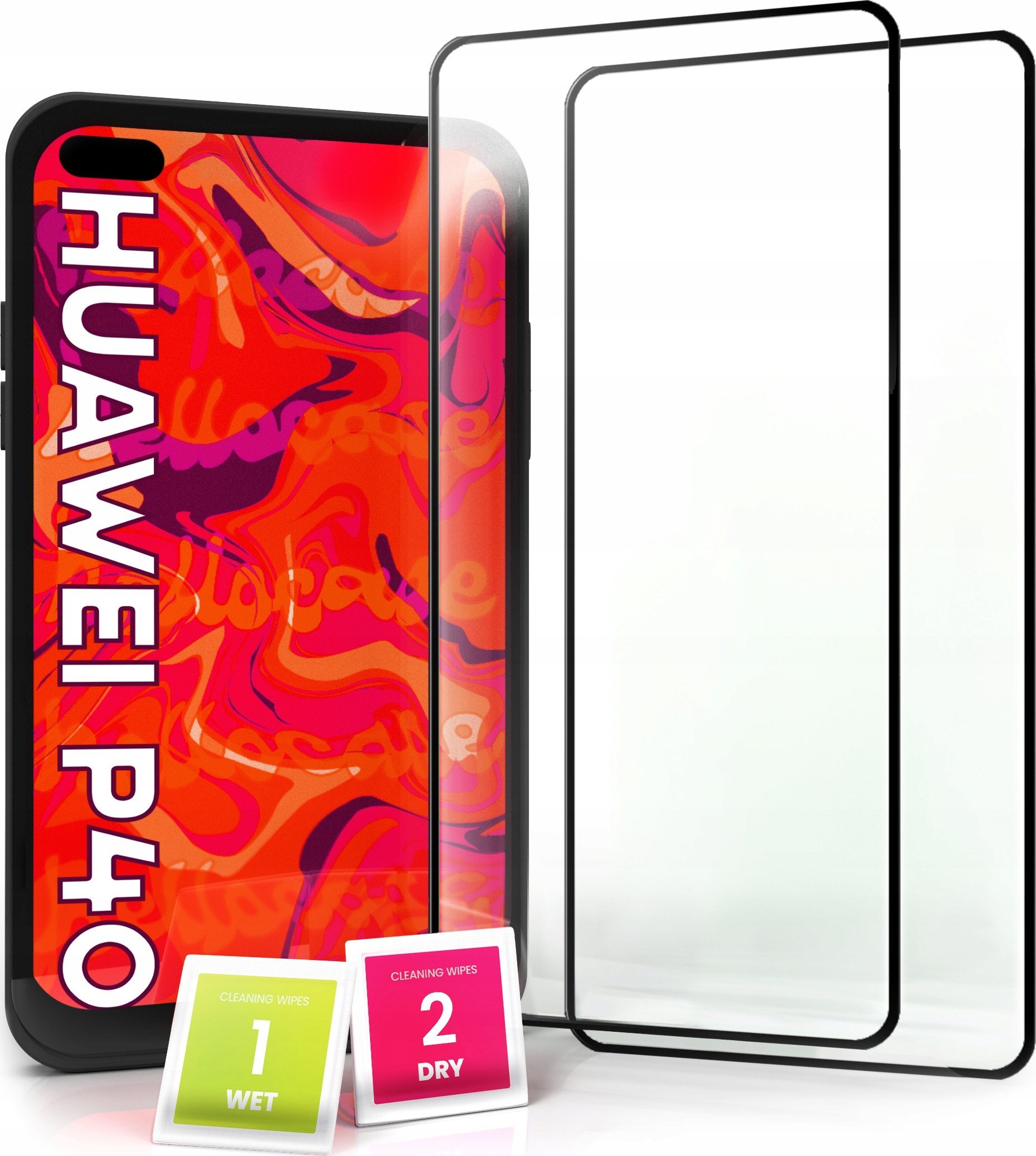 Hello Case 2-pak Szkło Hartowane do Huawei P40 Ochronne Pełne Na cały ekran 5D 9H