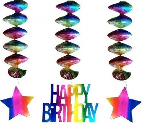 Dekoracja urodzinowa świderki Happy Birthday 3szt