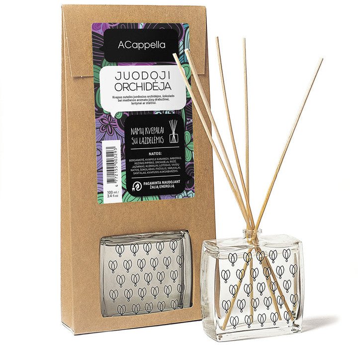 Namų kvapas su lazdelėmis ACappella Juodoji orchidėja, 100 ml